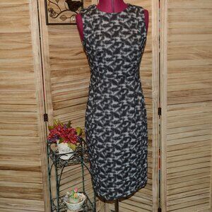 Calvin Klein 6 Sleeveless Black/Gray Abstract Pattern Sheath Dress